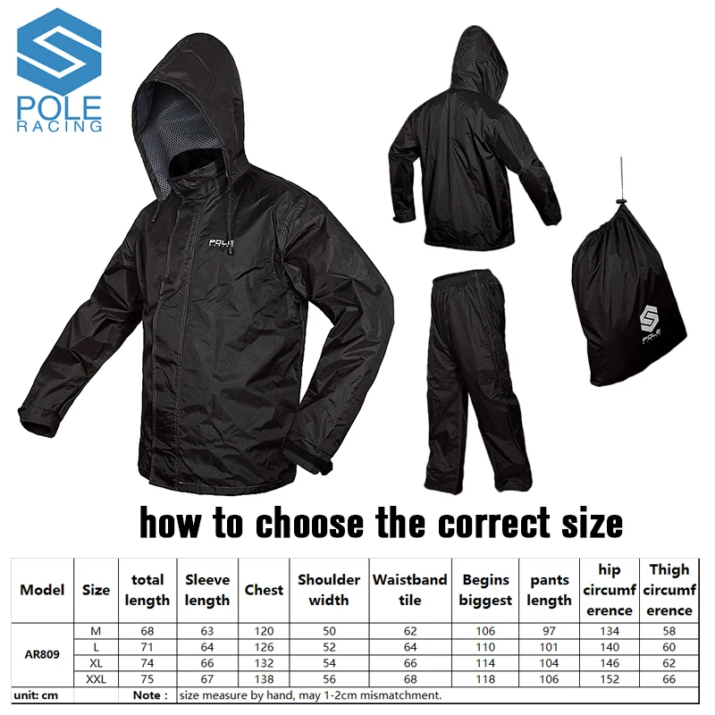 

2019 NEW Motorcycle motorbike raincoat combinations,water-resist POLE Micro fiber Water proof raincoats/AR809/black