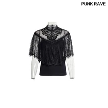 Готический Великолепный цветочный узор шаль сексуальная прозрачная короткий рукав девушки кружева болеро шаль вечерние футболки Топ Панк рейв T-455