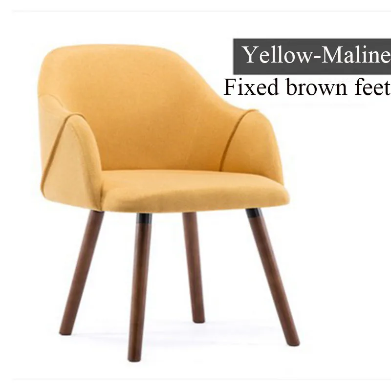 Ресторанный стул Семья исследование Спальня Кофе кресло для отдыха Скандинавская мебель для офиса переговоры мягкий мешок компьютера чай - Color: Fixed brown Yellow