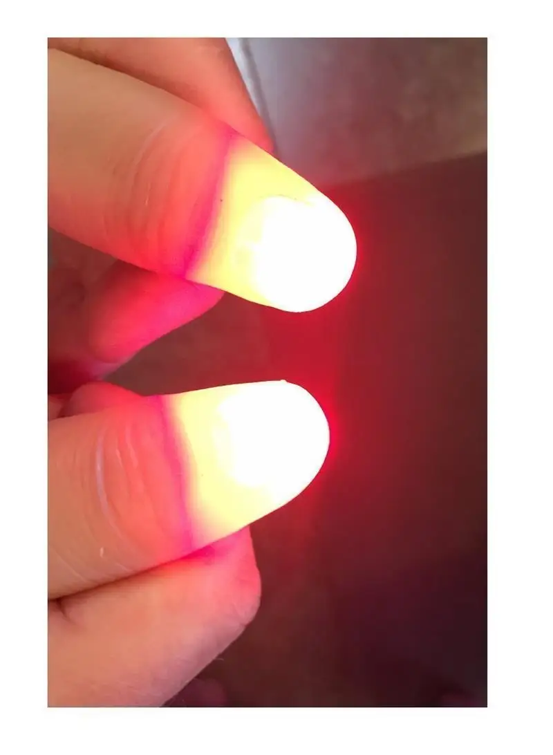 1 Pair Creative Magic Red Light Up Thumb Tips with LED Red Magic Thumb Tip Light Illusion Soft Standard Size 2 Pcs Props Gift E