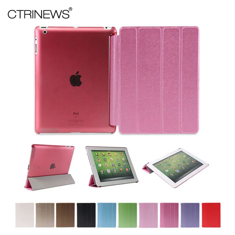 

CTRINEWS Case For Apple iPad 2 3 4 Magnet PU Leather Hard Stand Back Cover For ipad 2 Smart Tablet Protective Case Auto Sleep