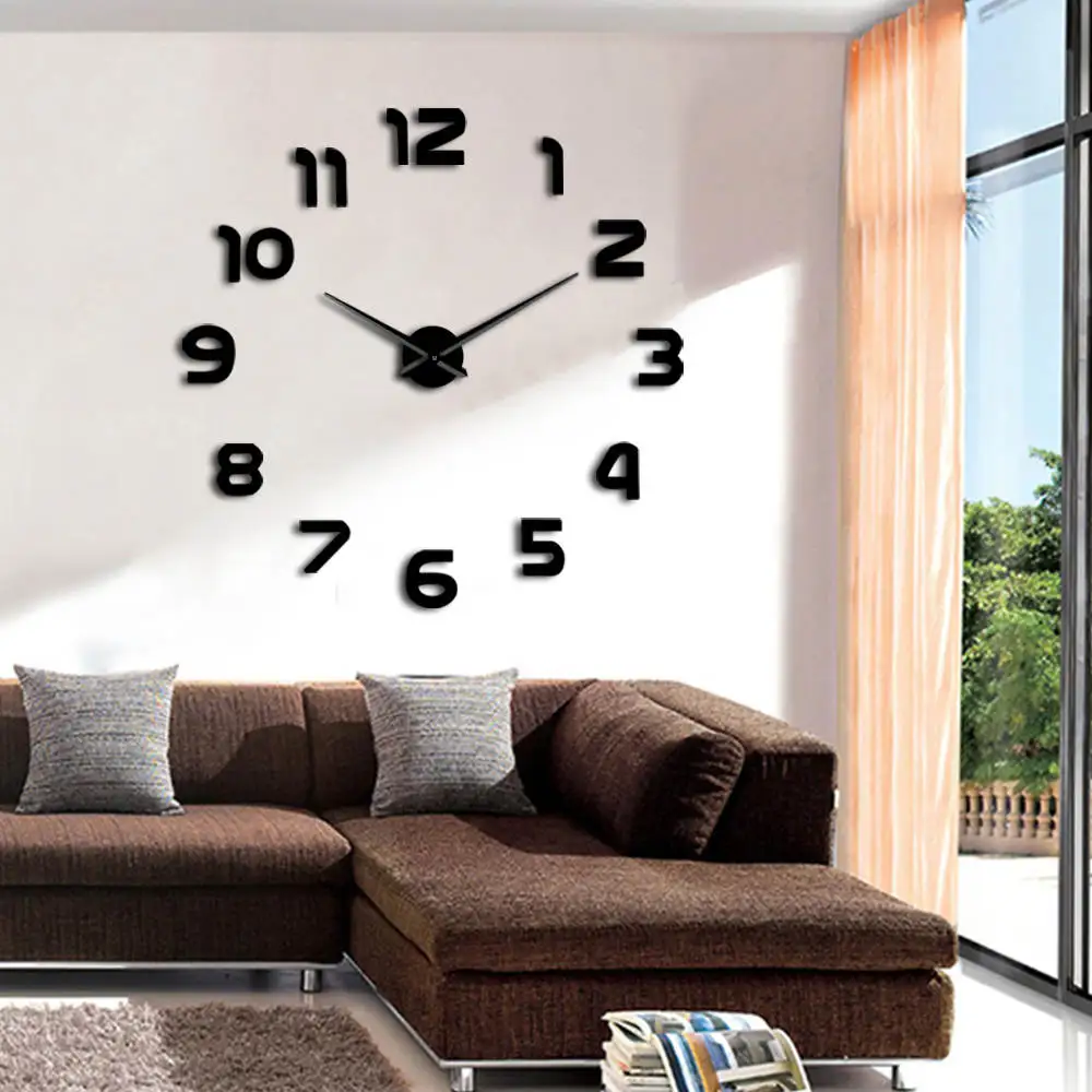 1 шт. DIY гигантские настенные часы DIY аналоговые 3D зеркальная поверхность большие аравийские цифры настенные часы Современные часы домашний декор наклейка простая