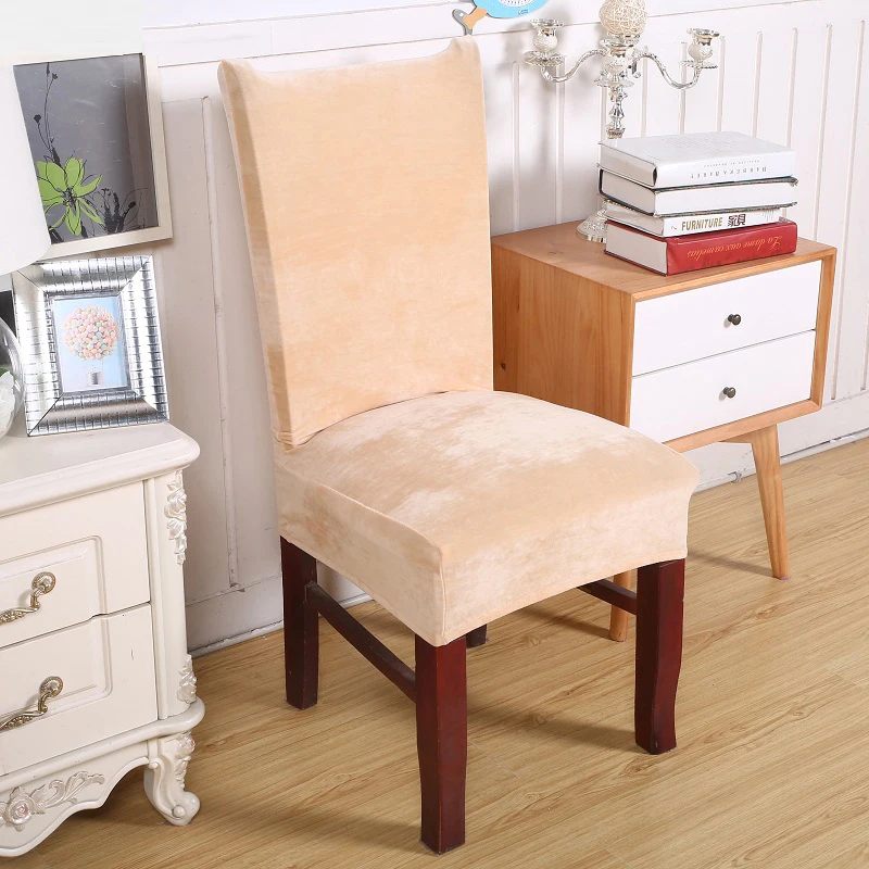 Spandex Velvet Pure Color Dining Chair Covers Hotel Anti dirty