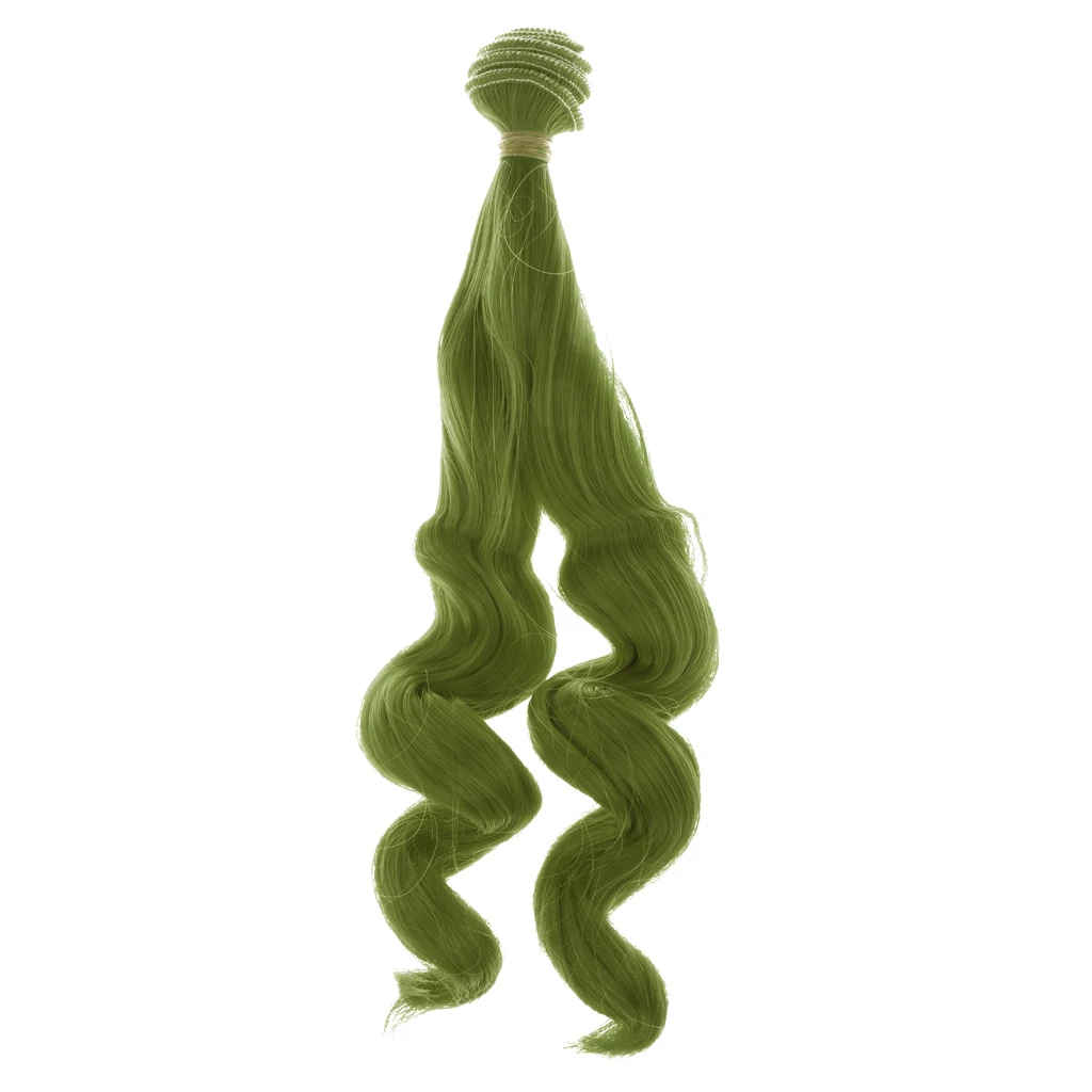 Fashion 25cm Long Curly Hair Wig Hairpiece For 1/3 1/4 1/6 Blythe   BJD Dolls DIY Making Green