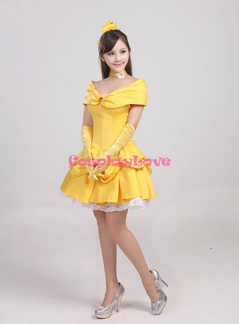 CosplayLove Custom Made Beauty And The Beast Belle Princess Yellow Short Dress Cosplay Costume For Halloween Christmas Party (7)
