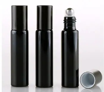 

100pcs/Lot 5ML10ML Refillable Black Gold Silver UV Glass Perfume Bottle With Roll On Empty Essential Oil Vial For Traveler