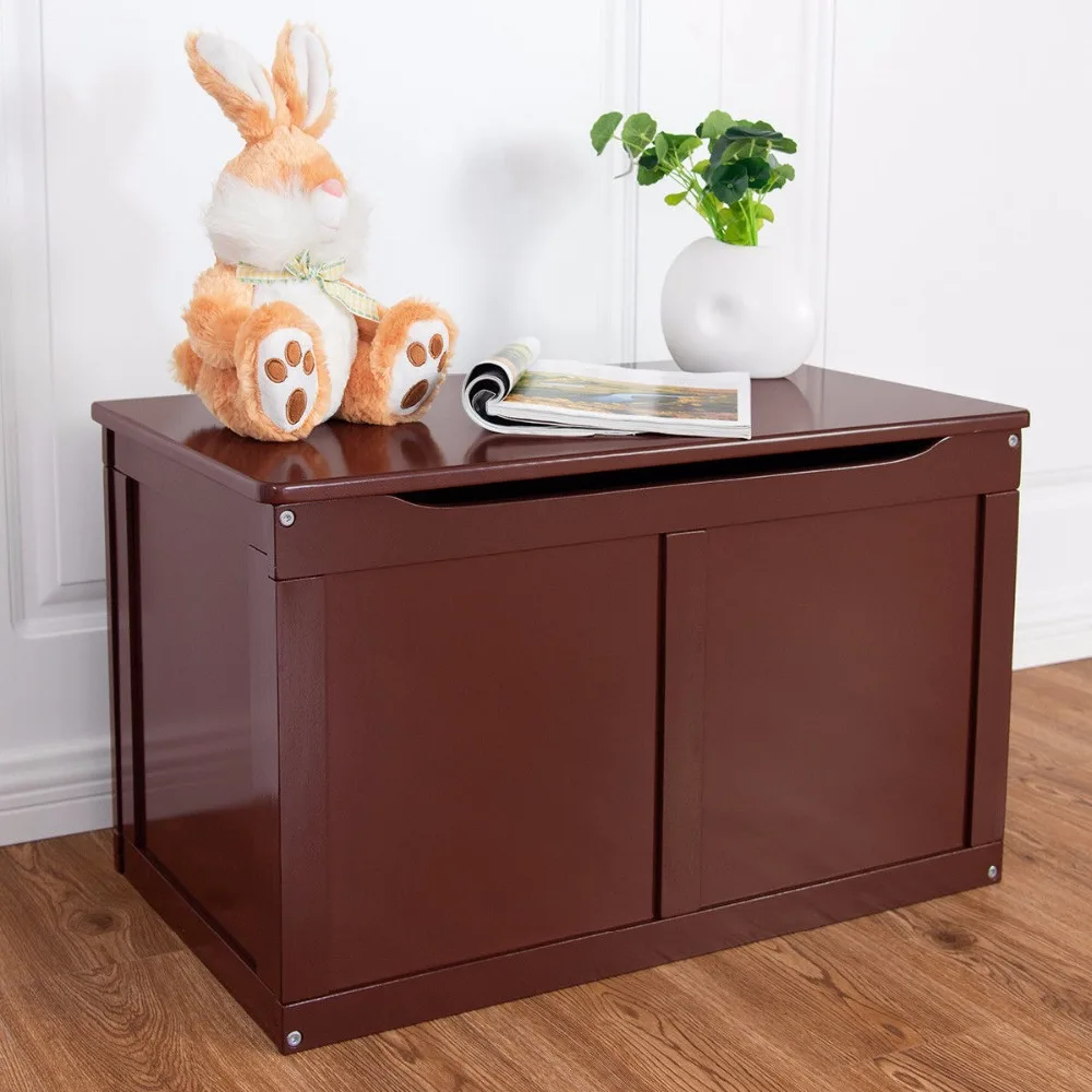 Giantex Wooden Kids Toy Storage Box Sitting Top Chest Organizer Large Bin Boys & Girls HW55248