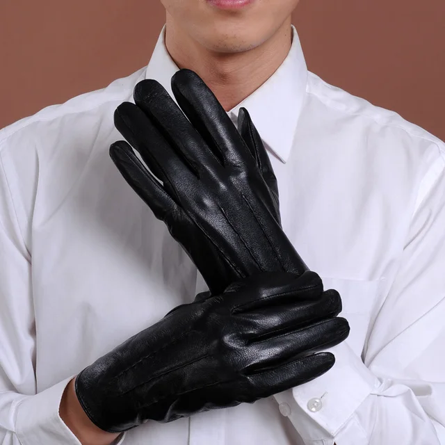 Buy Hot Sales Good Quality Men's Black Leather Gloves