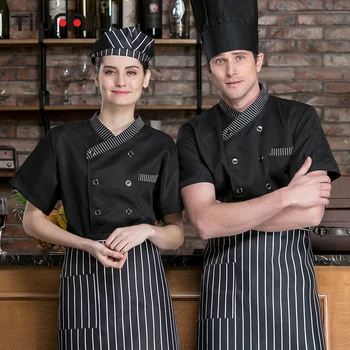 

New Arrival Unisex Chef Cooking Jacket Short-sleeved Summer Kitchen Restaurant Canteen Cake Shop Bakery Hotel Chef Uniforms