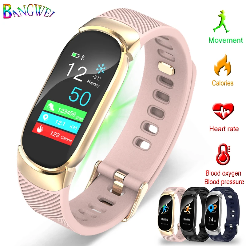 

2019BANGWEI New Smart Watch Heart Rate Blood Pressure Blood Oxygen Monitoring IP67 Waterproof Pedometer Tracker Bluetooth Watch