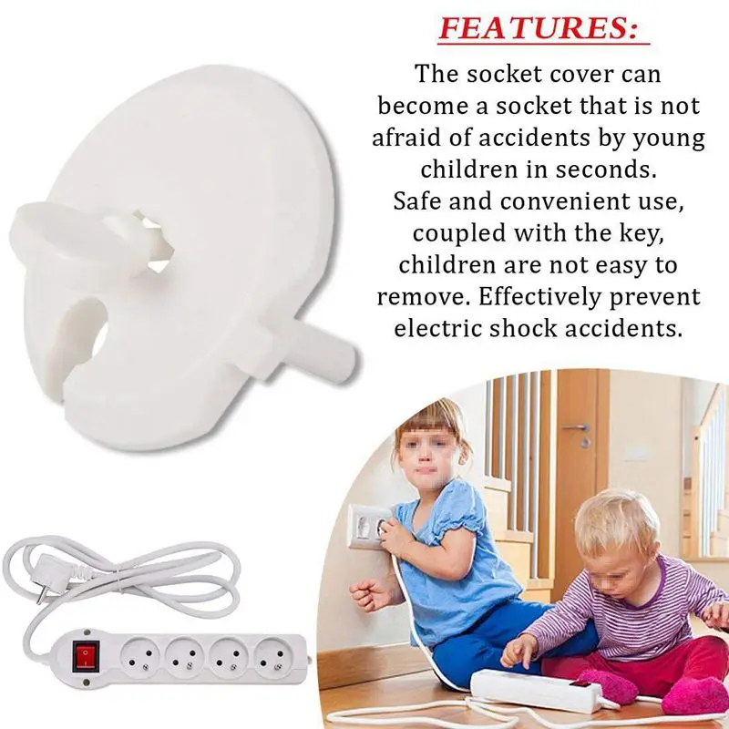 30 Pcs 25 Caches + 5 Keys Caches Sockets For Child Safety Current With Caches Sockets With Rotating Mechanism Anti Electric