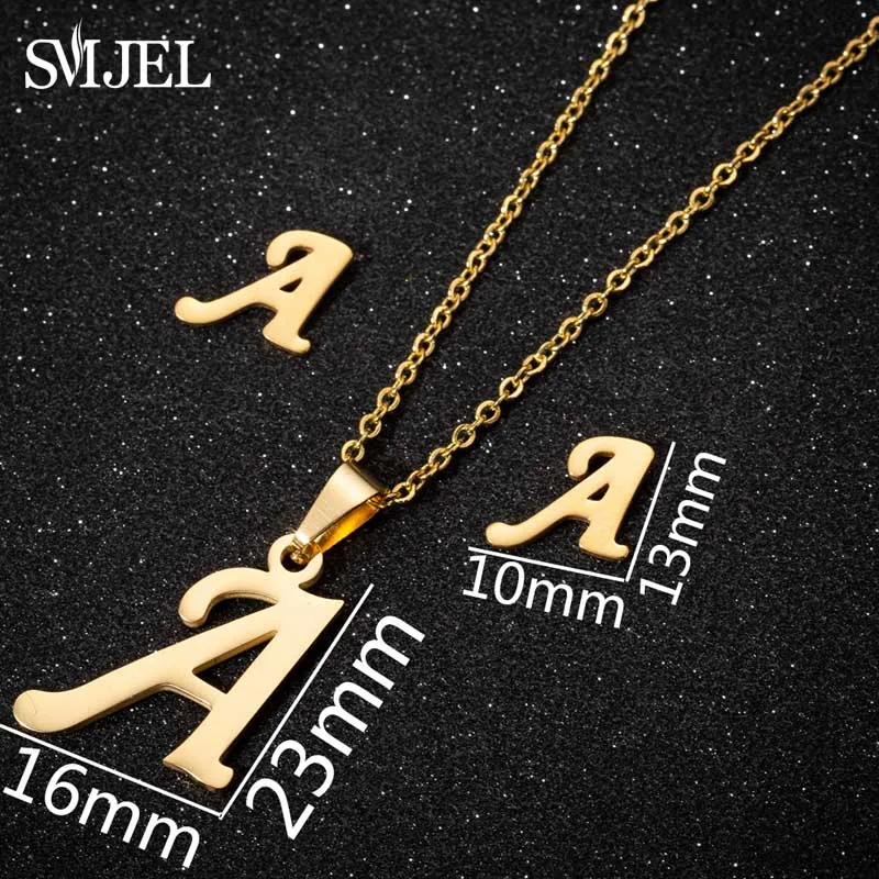 SMJEL Tiny Initial Letter Earrings Stainless Steel Personalize A-Z Alphabet Stud Earings Everyday Jewelry Bridesmaids brincos - Image 3