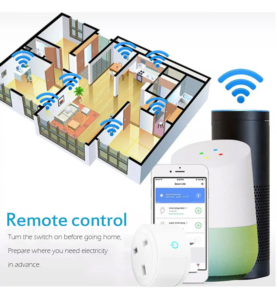 1 PC Smart WiFi Socket UK Plug Home Wireless Outlet Voice Intelligent Control APP  Remote Control Timer Alexa Echo Google HOME (5)