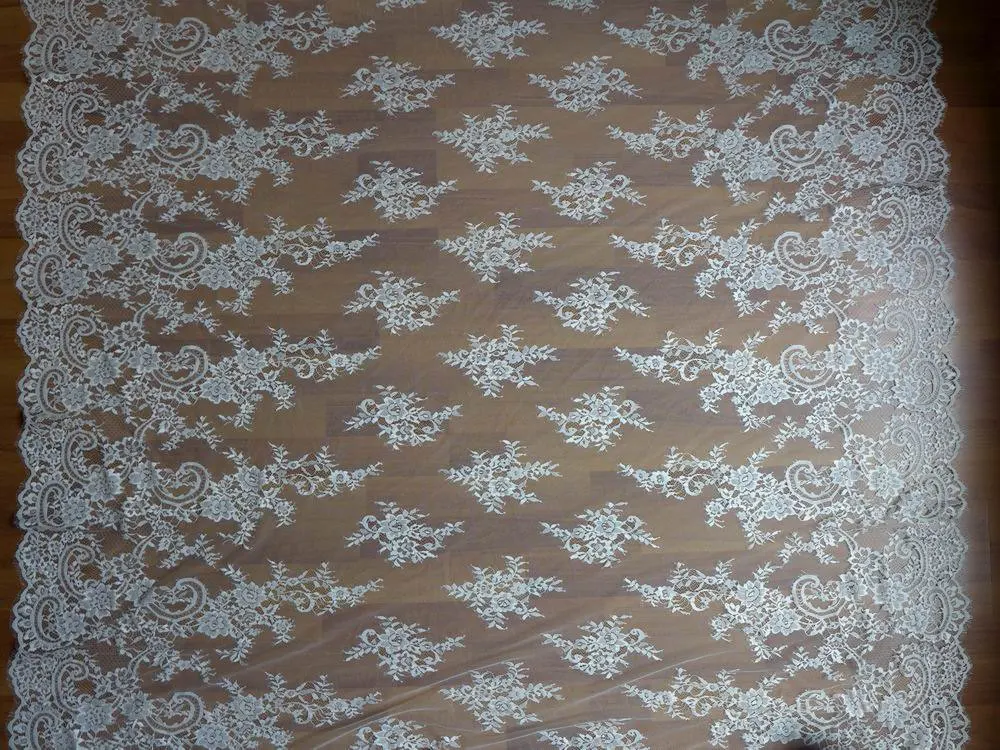 Кружевная ткань цвета слоновой кости, Французская ткань Шантильи, изящная Цветочная свадебная ткань, свадебная Мантилья, кружевная ткань 3 м/лот