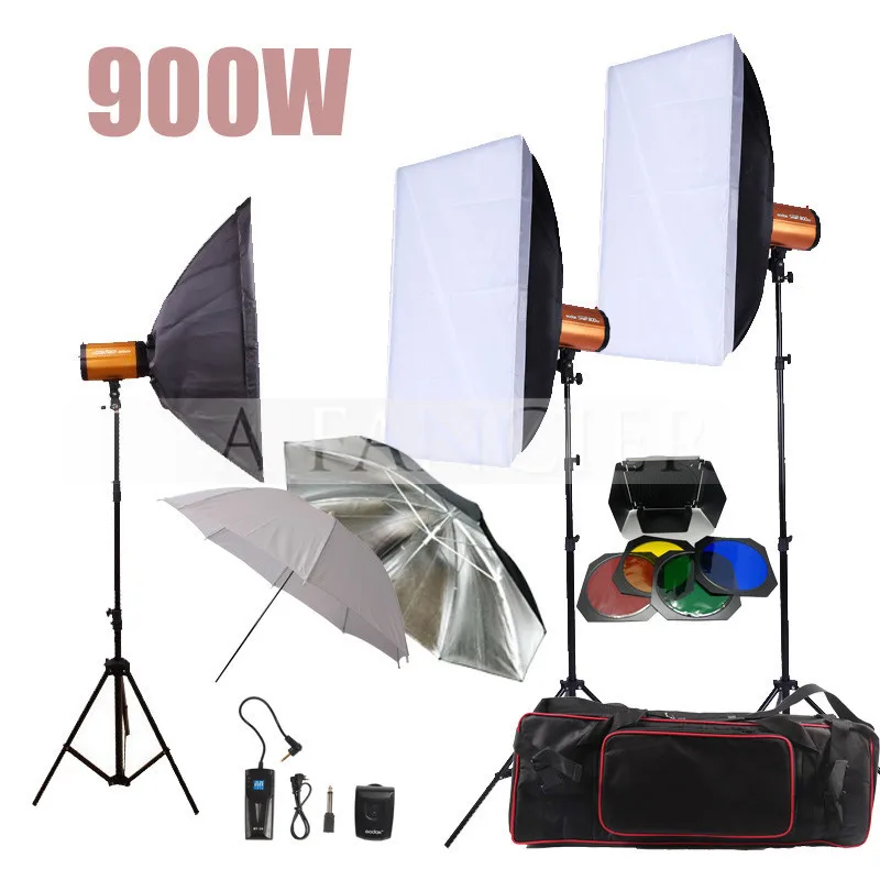 GODOX 900W 3*300Ws 300W 300DI Studio Flash Lighting set Photography