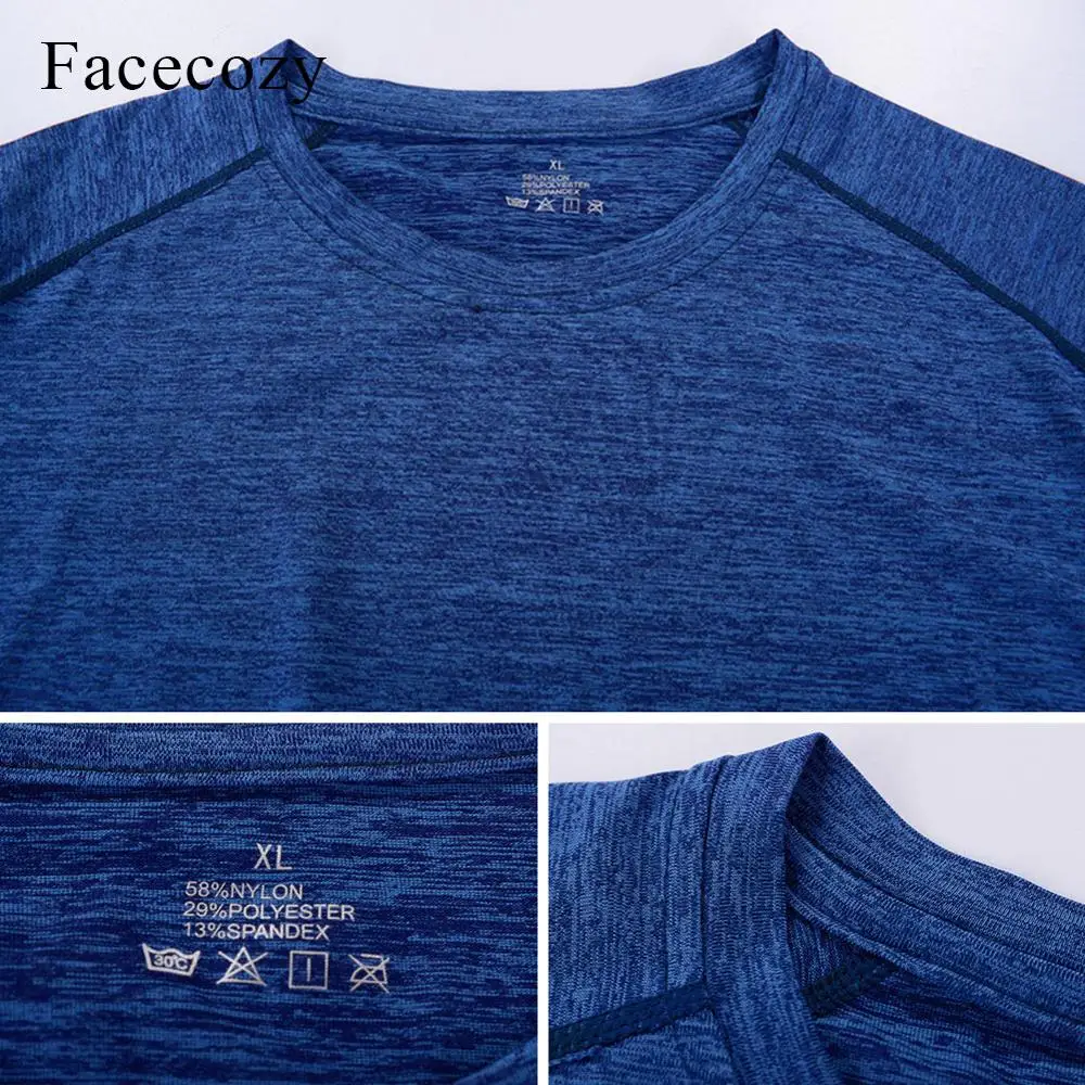 Facecozy мужские летние эластичные спортивные футболки для тренировок однотонные