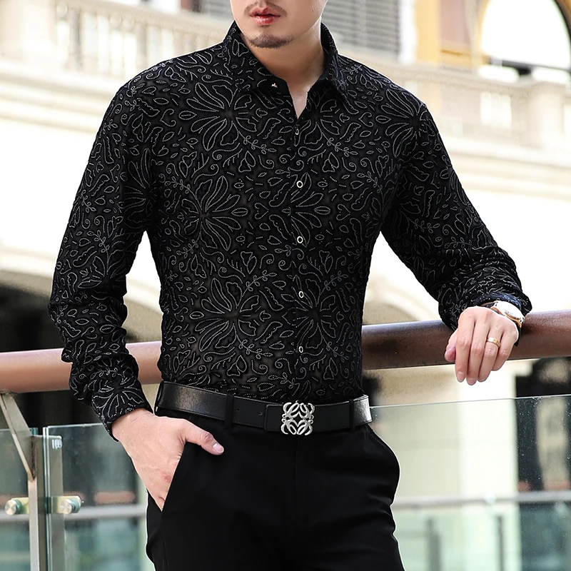 Mu Yuan Yang Новая повседневная мужская рубашка с длинными рукавами и отложным воротником с высоким качеством рубашки приталенная Мужская рубашка скидка 50