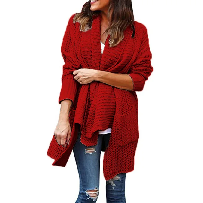 Womens Cardigan Long Sleeve Knitted Turn-Down Irregular Women Sweaters and Pullovers Ladies Long Cardigans Sweaters