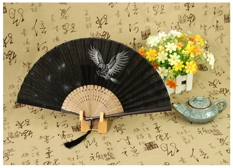 Ретро японский веер бамбуковый складной веер китайский веер ручной Шелковый ручной китайский живопись классический винтажный декор украшения