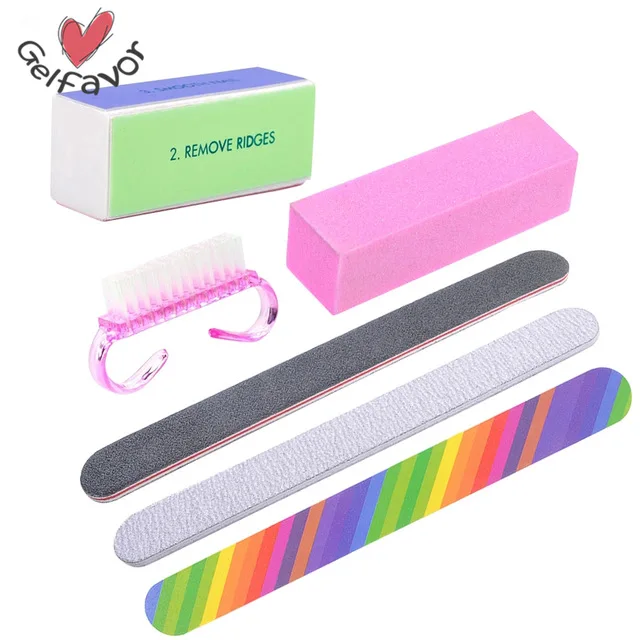 

Gelfavor 6pcs/Lot Nail Files Brush Buffing Grit Sand Fing Nail Art Tool Accessories Sanding File UV LED Lamp Gel Polish Tools