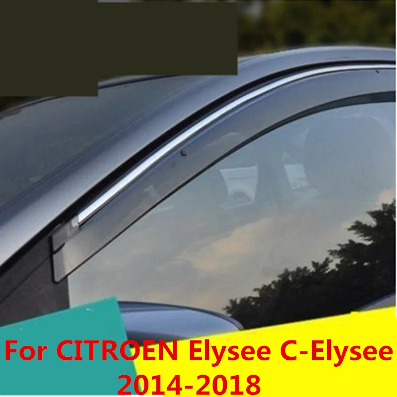Козырёк от дождя для автомобиля CITROEN Elysee C 2014 2018|Хромирование| |