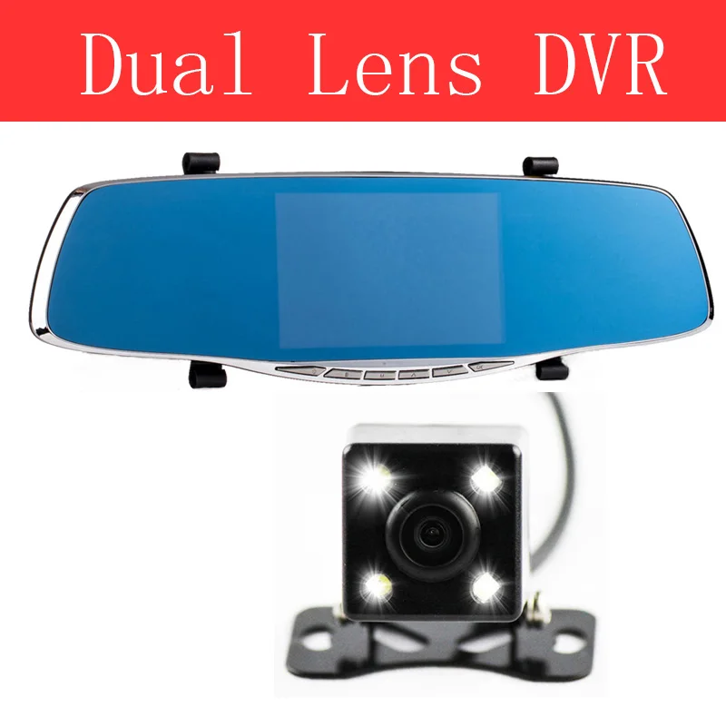XST4.3 дюймов двойной объектив камера заднего вида для машины зеркало Автомобильный видеорегистратор тире камера регистратор full hd 1080 p видеорегистратор ночного видения Парковка - Название цвета: two camera Lens