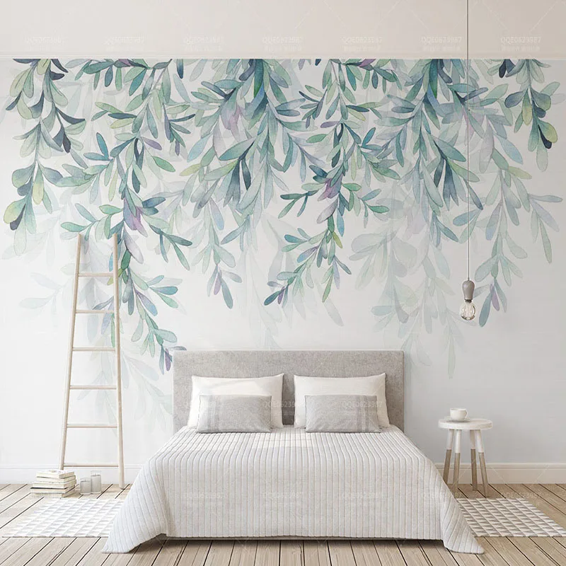 Custom Photo Wallpaper Modern Green Leaves Watercolor Nordic Style Mural Wall Paper Living Room TV Bedroom 3D Fresco Home Decor Custom Photo Wallpaper Modern Green Leaves Watercolor Nordic Style Mural Wall Paper Living Room TV Bedroom 3D Fresco Home Decor