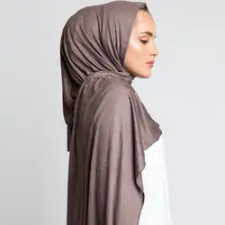 Качественные шарфы без рисунка для женщин, хлопковая длинная шаль, мусульманские хлопчатобумажные хиджабы, исламский головной платок