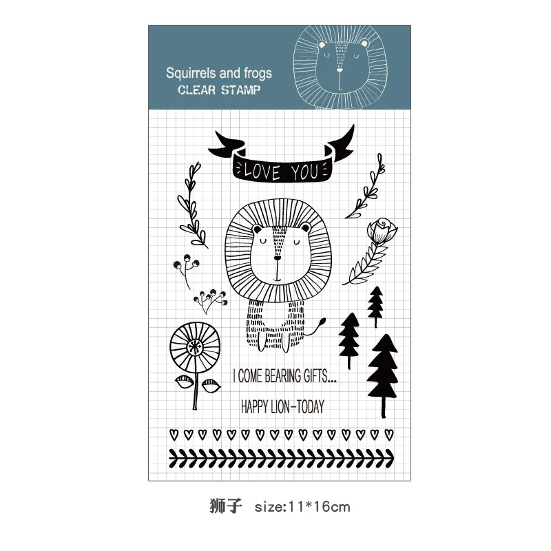 

Rubber Silicone Clear Stamps for Scrapbooking Tampons Transparents Seal Background Stamp Card Making Diy Lion Text stempel
