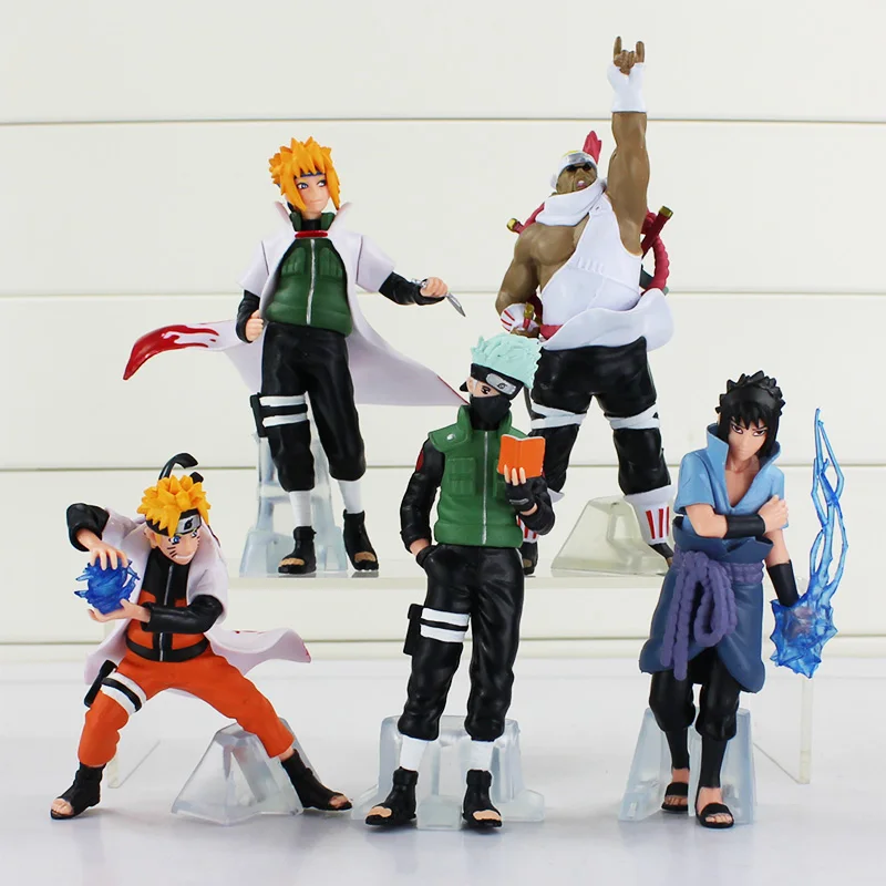 Anime Naruto Uchiha Sasuke Kakashi Minato Namikaze 6 3 PVC Figure Model Toy 5 pcs set