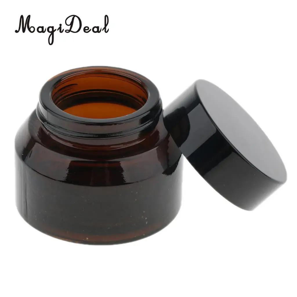 12 Pieces Amber Glass Refillable Cosmetic Makeup Cream Empty Lip Balm Eye Shadow Container Jars Tin Nair Arts Pots 15g 30g