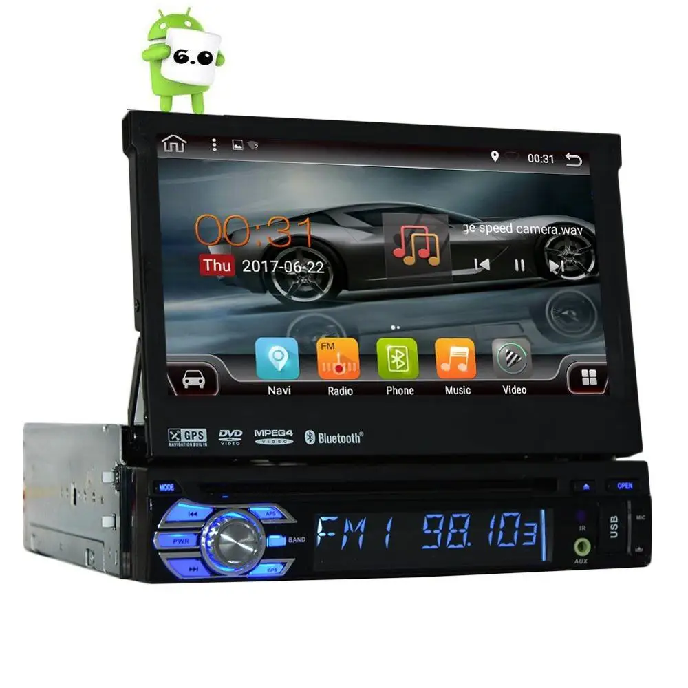 

Quad-core Android 6.0 1 Din 7" Universal Touch screen Car DVD Player Autoradio With GPS Auto radio Stereo Car Audio BT SD WIFI