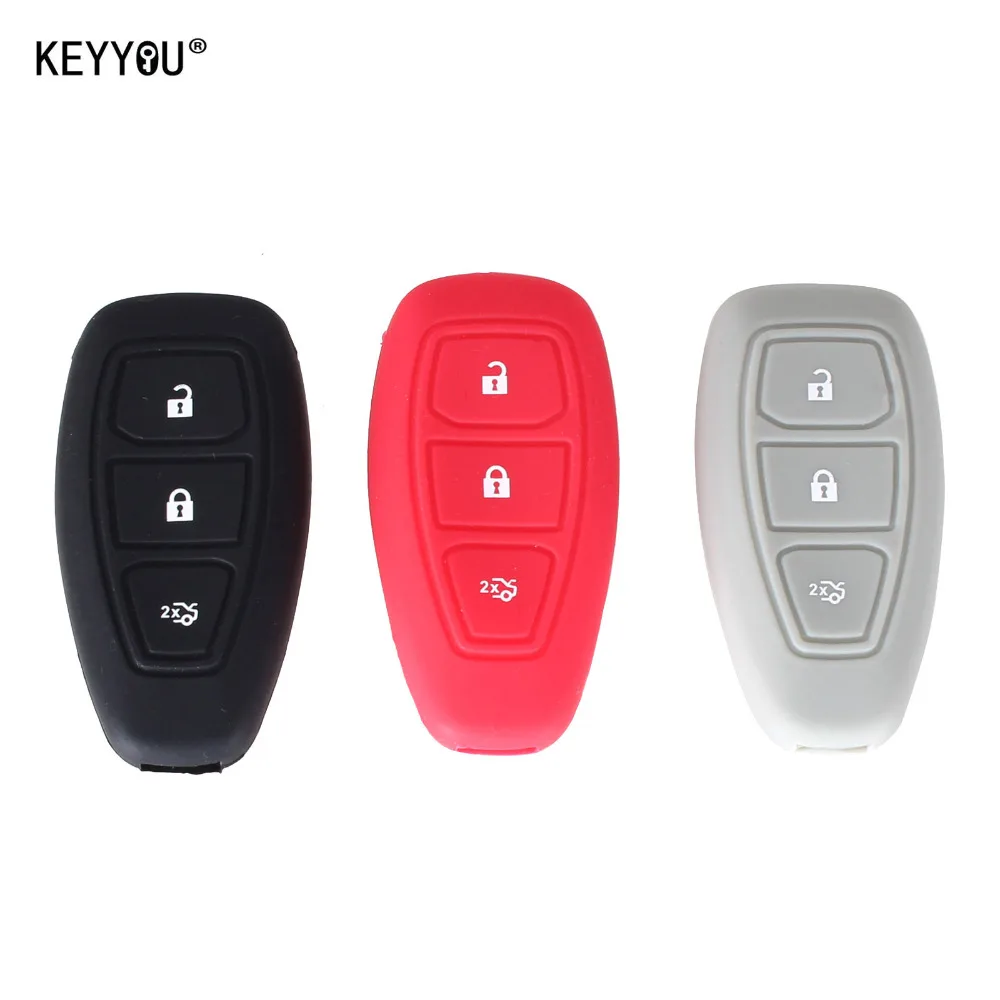 

Keyyou Silicone car key case 3 buttons Car Key Case Cover for 2013 2014 Ford New Mondeo silicone Auto Key Cover smart key cover