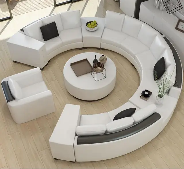 Round Top Grain Leather Sofa Custom Creative Fashion Living Room Round Top Grain Leather Sofa Custom Creative Fashion Living Room Combination Of Modern Curved