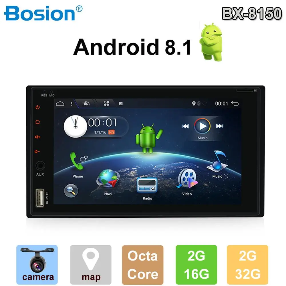 

Bosion 2 Din Android 8.1 2 din Car Radio 6.2 Inch Touch Screen Car DVD Multimedia Player Steering Wheel Control Receiver Support