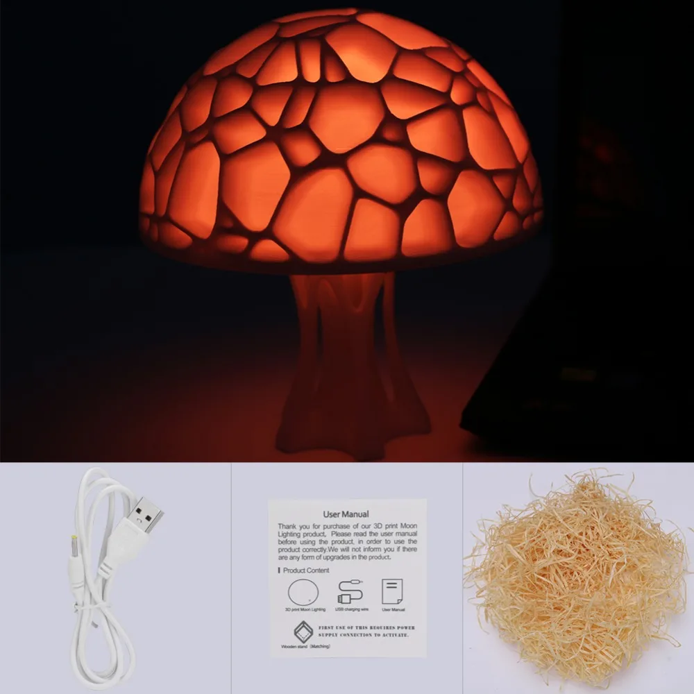 Креативные 3D грибы ночные светильники 16 цветов огни USB Перезаряжаемый светодиодный свет прикроватные лампы для детей подарок для дома Свадебные украшения