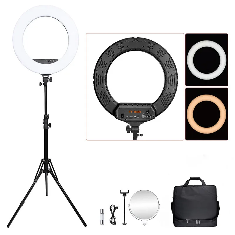  fosoto 18 inch FT-R480 Bi-color photographic lighting 3200-5800K 48W Led Ring LIght Lamp & Tripod S - 32967247180