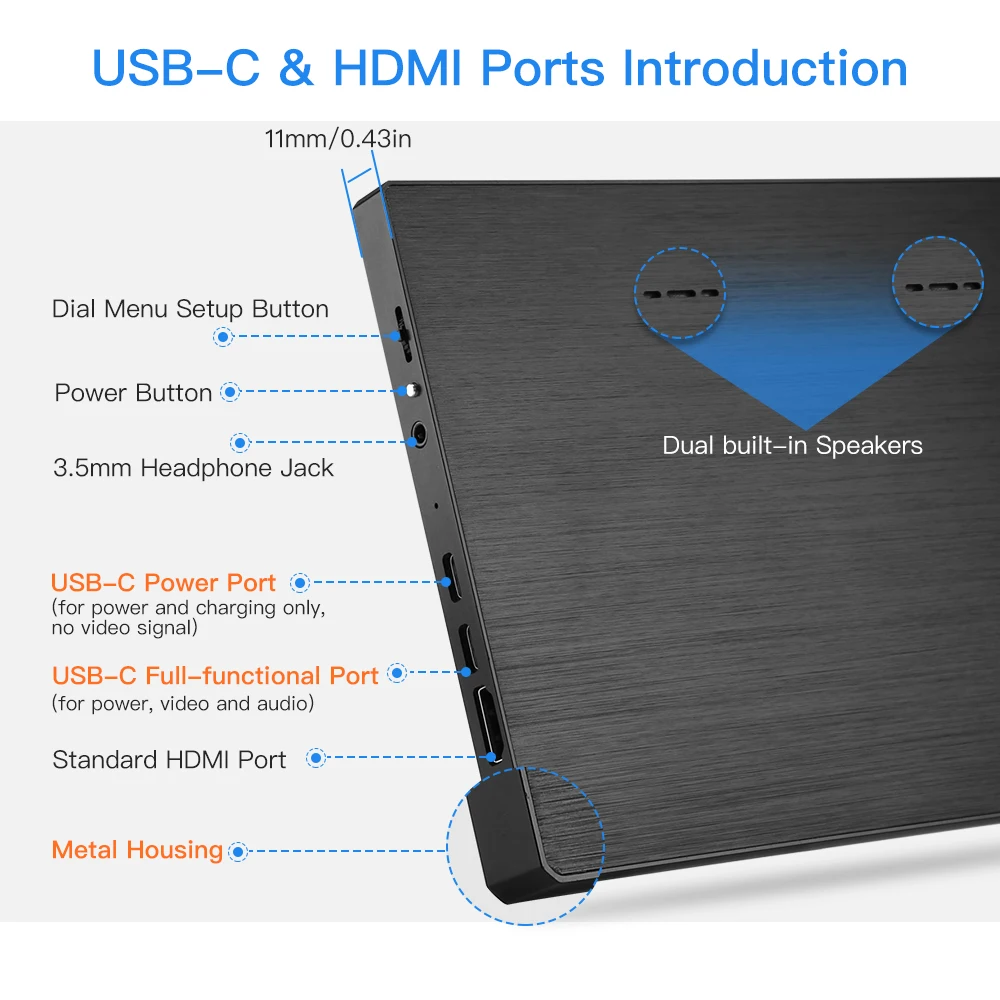 Eyoyo 8,9 дюймов портативный USB-C мини-монитор 1920x1200 ips дисплей USB-C и HDMI видео вход совместимый MAC ноутбук дисплей