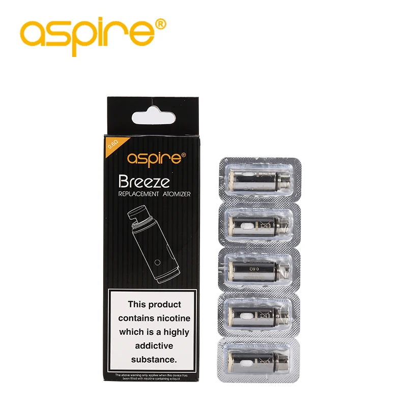 10 шт./лот электронных сигарет Aspire Бриз/Ветерок 2 катушки 1,0/1,2/0,6 Ом Vape катушки для электронных сигарет Breeze 2 форсунки