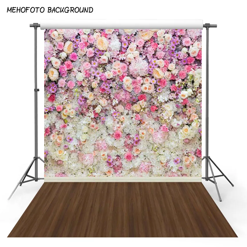 Детские фоны для фотосъемки с розовыми цветами Фотофон коричневым деревянным