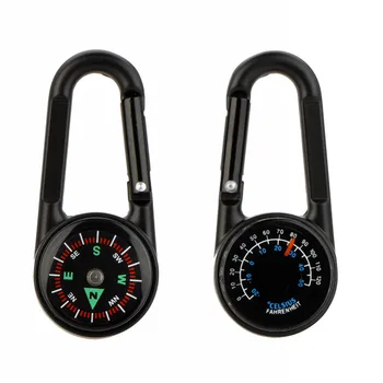 

Double Sided 3 in 1 Mini Compass Carabiner Thermometer Military Outdoor Hiking Climbing Metal Compasses Camping Equipment