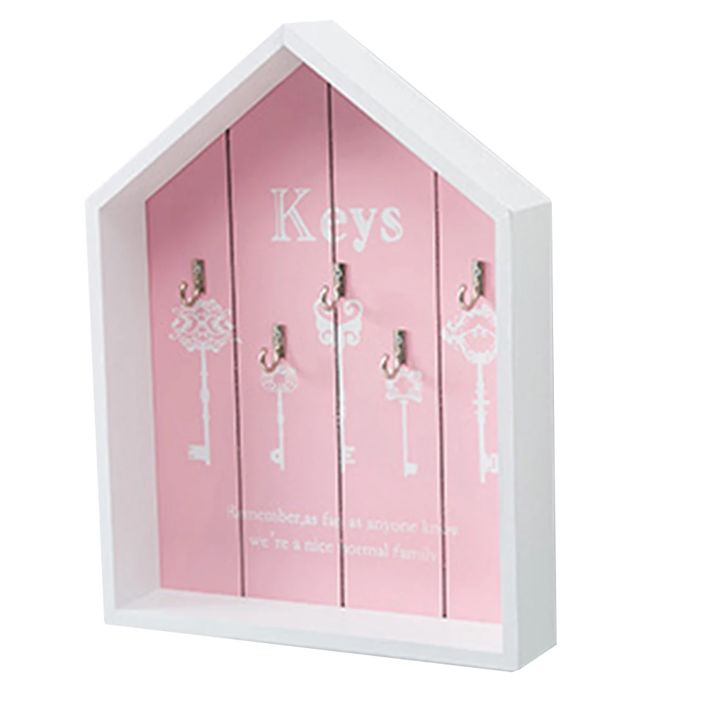 Многофункциональный с крючками для спальни, подвесная стойка для хранения, стойка для письма, держатель для ключей, украшение, настенный Деревянный винтажный - Цвет: Розовый