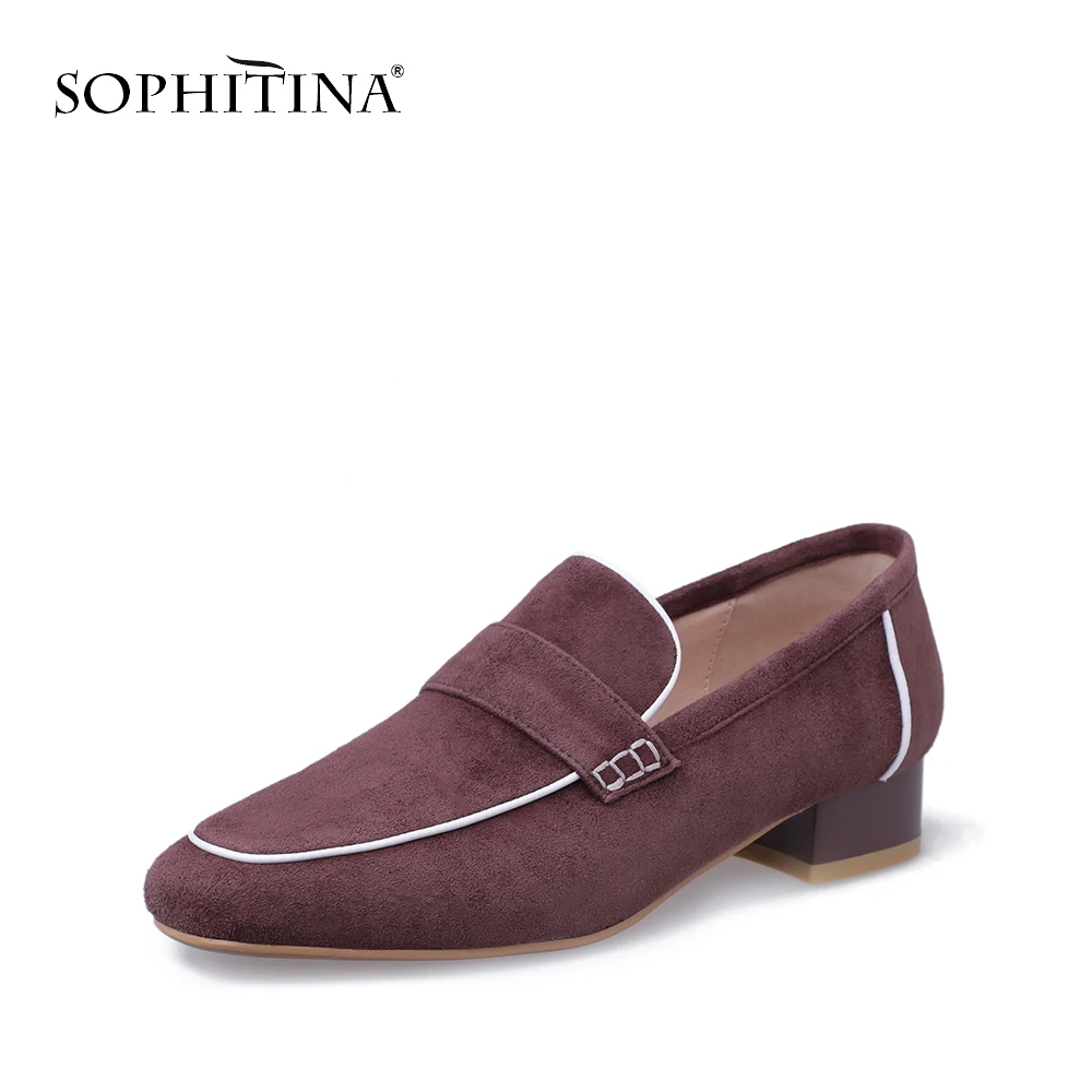 

SOPHITINA Med Square Heel Women's Pumps High Quality Kid Suede Round Toe Slip-on Ladies Shoes Leisure Spring Hot Sale Pumps PO94