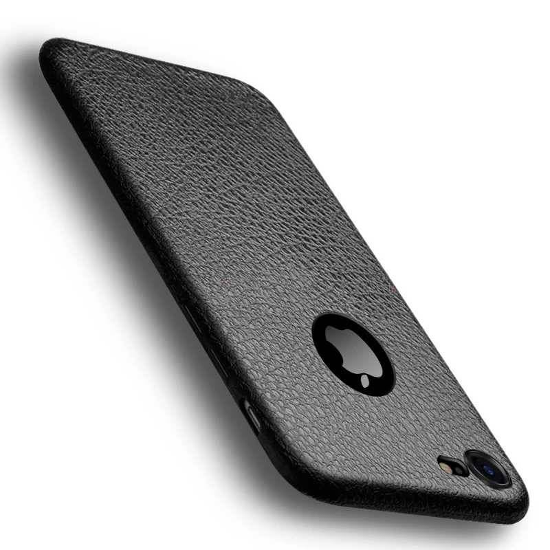 

Leather Skin Case for iphone 7 plus iphone 8 X Silicon Thin Soft Back Cover Logo Hole Black for Apple iphone 6 6s Plus 2pcs/lot