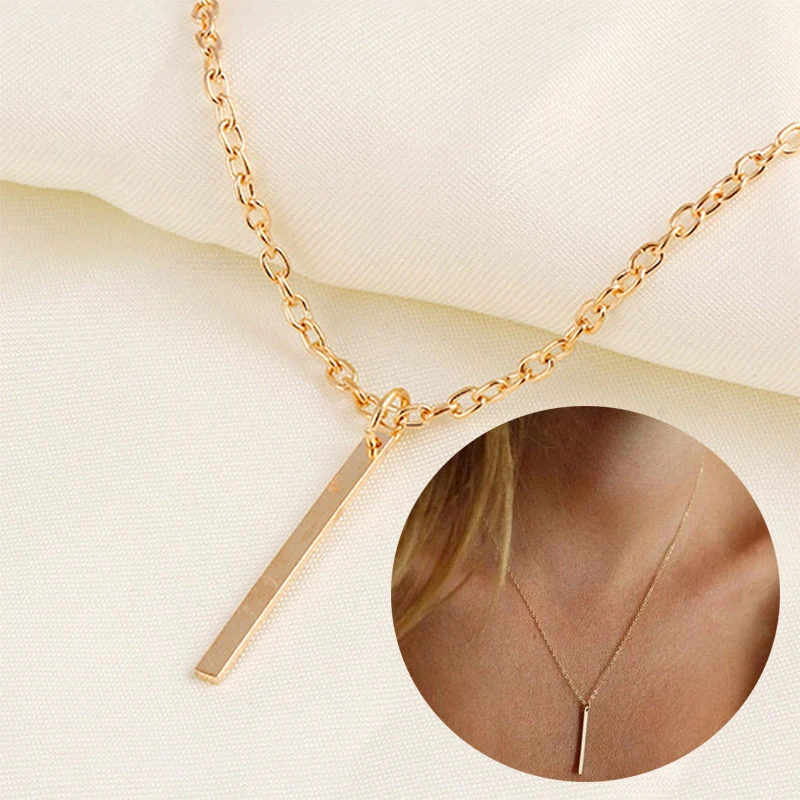 

Temperament Tassel Clavicle Long Chain 1PC Pendant Necklaces Stick Bar Golden 2019 New Arrival Gifts Geometric Hot Adjustable