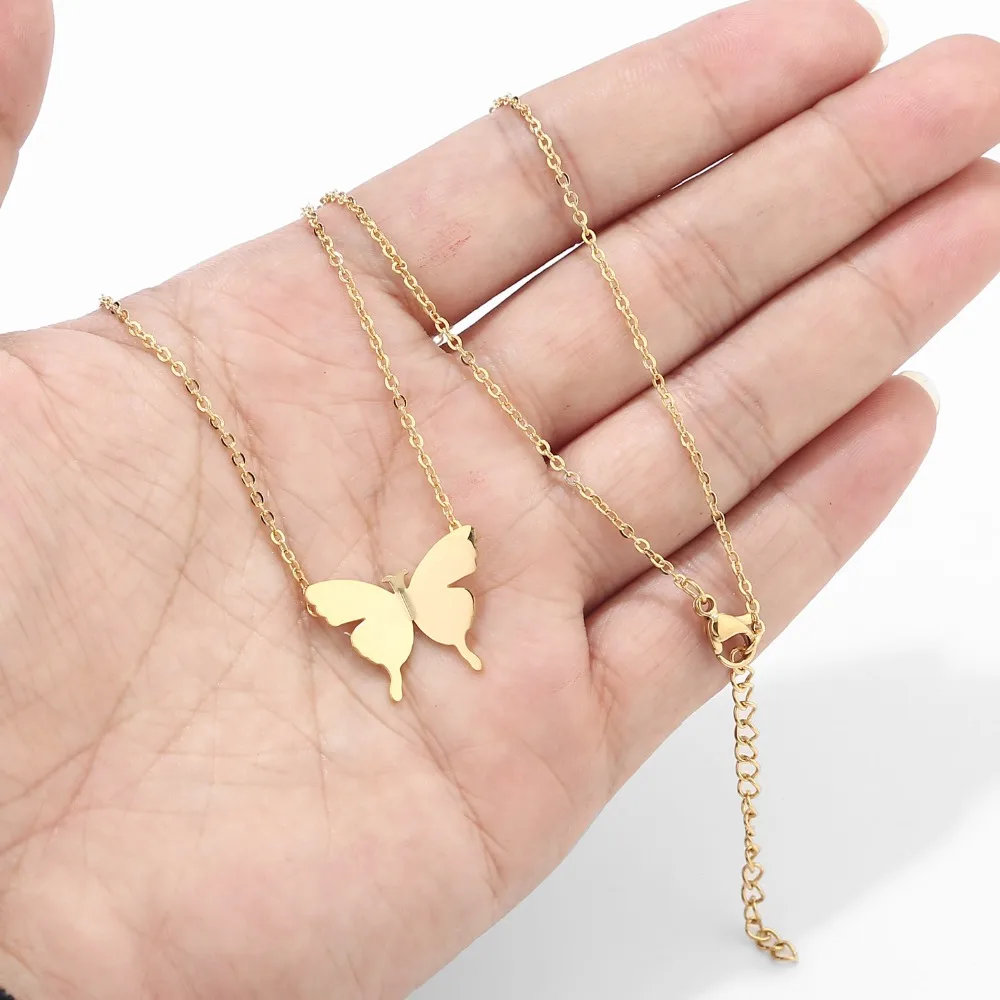 

Tiny Smart Butterfly Necklace Charm Gift for Lady Stainless Steel Jewelry for Women