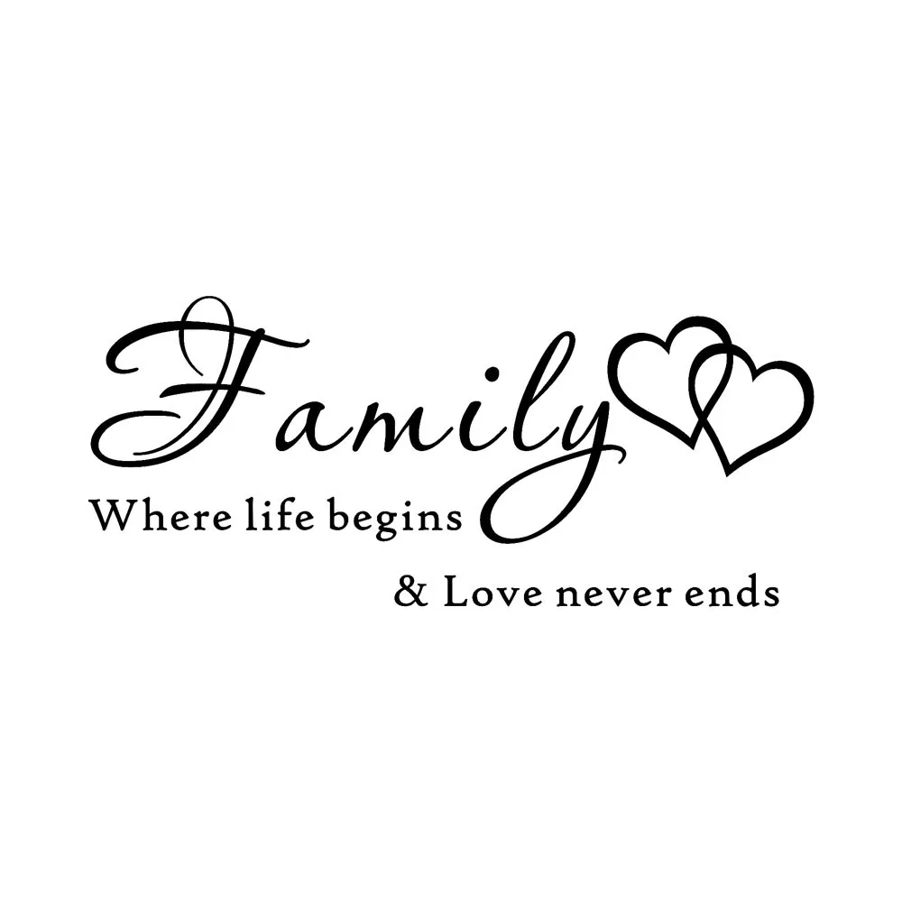

Love Family Where Life Begins Love Never Ends Removable Wall Stickers Parlor Vinyl Art Bedroom Home Decor Mural Decal Hot sale