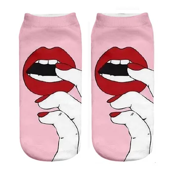 

Flaming red lips 3D digital print socks 2018 NEW dropshipping