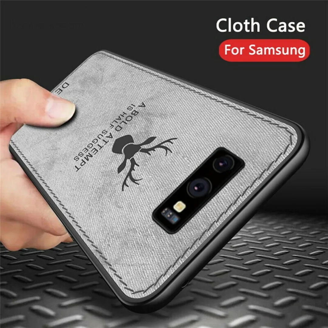 Luxury Cloth Skin Fabric TPU Leather Matte Phone Case Back Cover Capa For Samsung Galaxy S10 Plus S10E S10 Business Coque Fundas