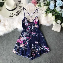 New Summer Lace Up Shorts Playsuits Women Rompers Print Floral Jumpsuits Bohemian Beach Holiday Body Mujer New Summer Lace Up Shorts Playsuits Women Rompers Print Floral Jumpsuits Bohemian Beach Holiday Body Mujer